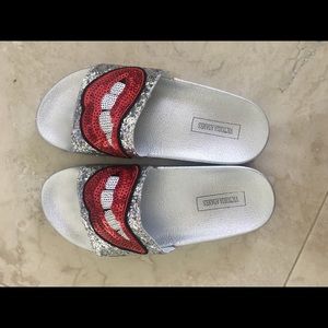 victoria adams silver lip slides